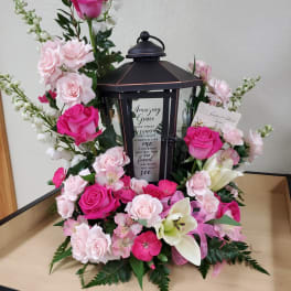 Lantern with fresh flowers