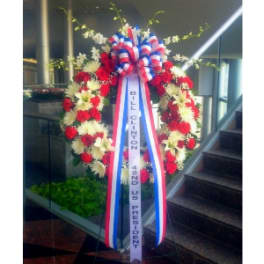 36 INCH RED WHITE & BLUE WREATH - DELUXE [TT-ANC3D]