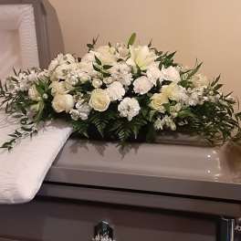 Sympathy- Custom all white casket spray