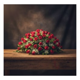 Classic All Red Rose Casket Cover