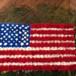 Floral arrangement shaped like the U.S. flag