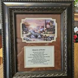 Framed memorial print with a landscape scene and poem for a brother