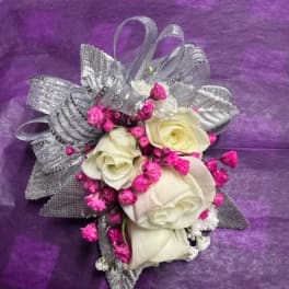 HOT PINK AND WHITE CORSAGE