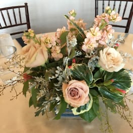 Rustic Wooden Box Rose Centerpiece