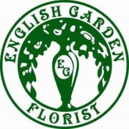 Green English Garden Florist logo with a stylized globe and text