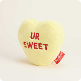 Heart-shaped plush candy with "UR SWEET" text