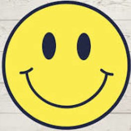 Yellow smiley face graphic on a light background