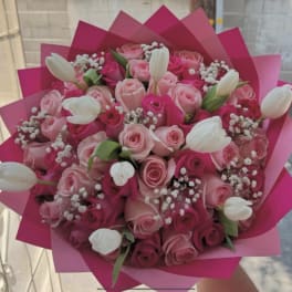 Pink and white bouquet.