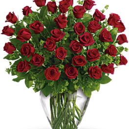 36 Roses Red long stem arranged in a glass vase