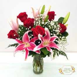 Stargazers and Roses Arrangement