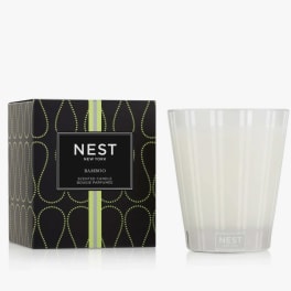 Nest New York bamboo scented candle with box and glass holder