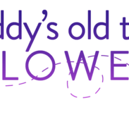 Purple "Maddy's old town FLOWERS" logo with a butterfly graphic