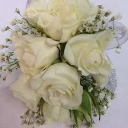 White rose bouquet with small filler flowers