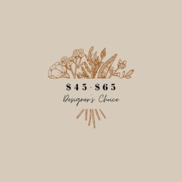 Designer’s choice floral arrangement graphic with $45-$65 pricing