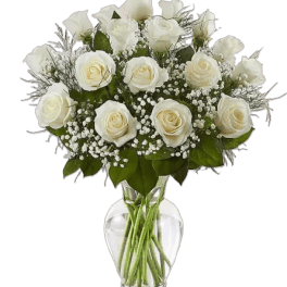 1 Dozen White Rose Arrangement