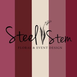Steel Stem Floral & Event Design logo on striped background