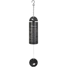 Black hanging memorial wind chime with a cylindrical tube