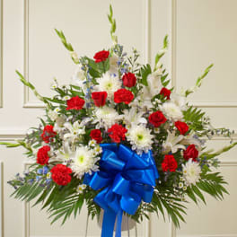 Red White And Blue Sympathy Standing Basket