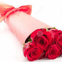 Wrapped Bouquet of One Dozen Roses