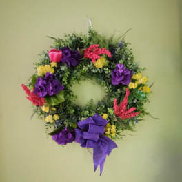 Spring Fling Wreath (Artificial Arrangement)~ Flower A Day
