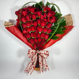 48 Red Roses Bouquet with Bow