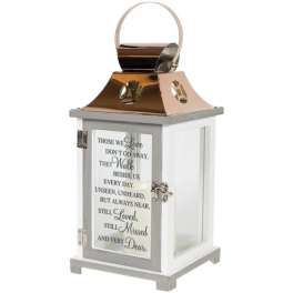 Decorative memorial lantern with a printed sympathy message