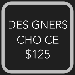 Black designer's choice gift card with $125 printed on it