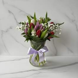 20 Tulips Vase - 3 Colors Designer's Mix Choice