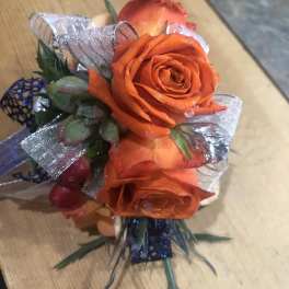 ORANGE ROSE PROM CORSAGE