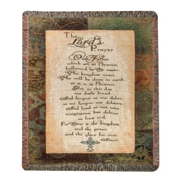 Decorative prayer throw blanket with the Lord's Prayer text