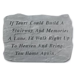 Gray memorial stone with an engraved sympathy poem