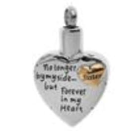 Heart-shaped silver memorial ornament with engraved text