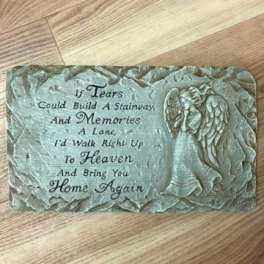 Decorative sympathy plaque with an angel and memorial quote
