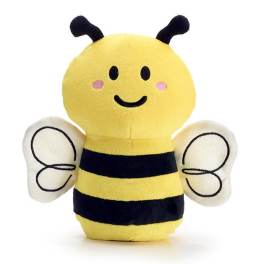Plush bee toy with a smiling face and white wings