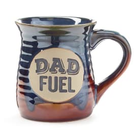 Ceramic mug with "DAD FUEL" text