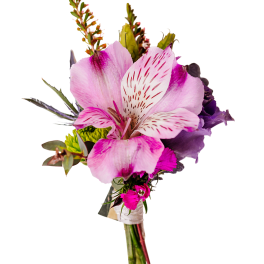 Pink and white alstroemeria bouquet with purple accents