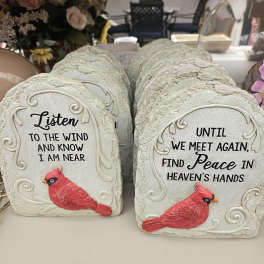 Memory Stones (8" tall) Made of Resin with Cardinal & message