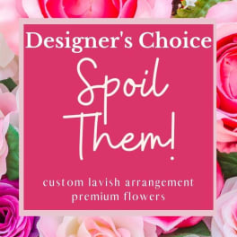 Pink rose-themed designer choice floral sign