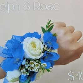 Delphinium & Rose Corsage