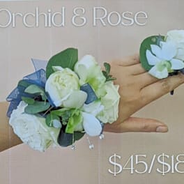 Orchid & Rose Corsage & Boutonniere Set