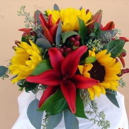 Sunflowers and Lillies