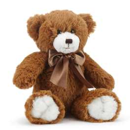 Brown teddy bear with a satin bow