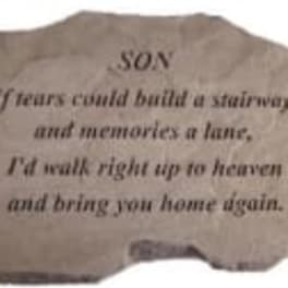 Stone plaque with a memorial quote for a son
