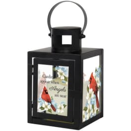 Black lantern with cardinal and floral memorial design