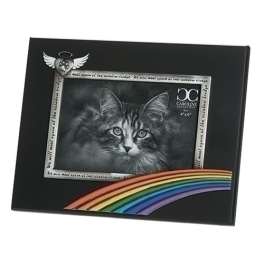 Black photo frame with a cat picture and rainbow decoration