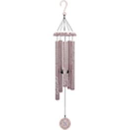 Hanging pink beaded wind chime with a round pendant