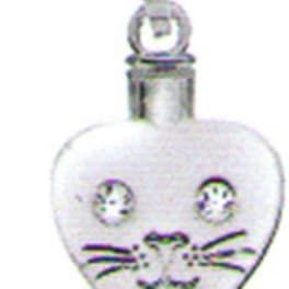 Heart-shaped cat face pendant with a bail at the top