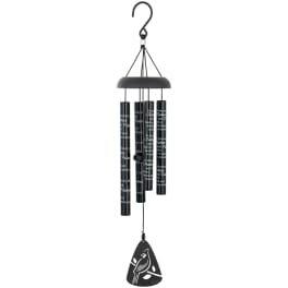 Black memorial wind chime with a bird pendant