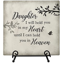 Decorative memorial plaque with the words "Daughter" and a sympathy message