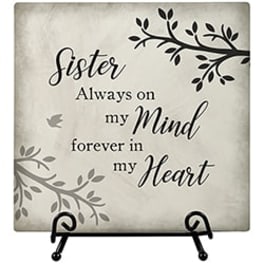 Decorative memorial plaque with the words 'Sister Always on my Mind forever in my Heart'